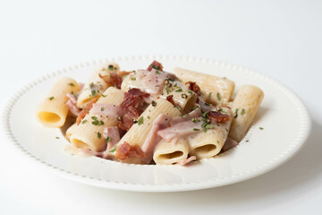 Italian Food Concept, Rigatoni Carbonara