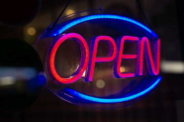 Neon Open Sign in Window