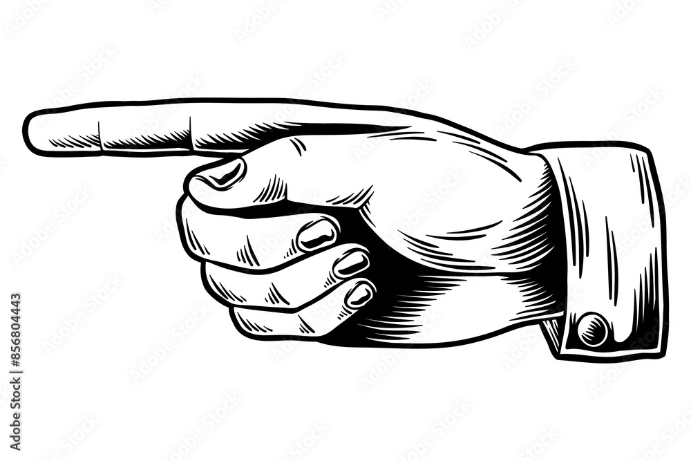 Poster hand pointing to the left icon design element