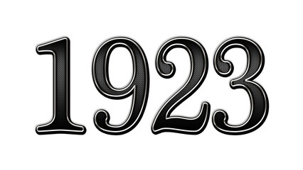 black metal 3d design of number 1923 on white background.