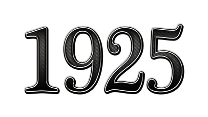 black metal 3d design of number 1925 on white background.