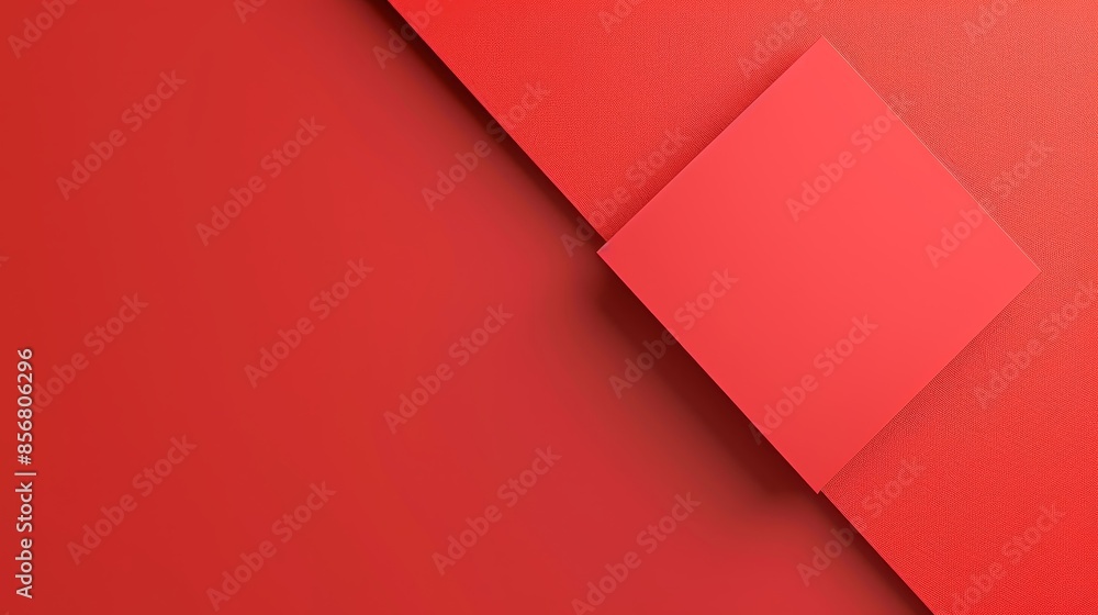 Poster red square on monochromatic red background - a bold red square against a homogenous red background o
