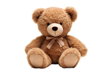 A Soft And Cuddly Brown Teddy Bear Sitting On A White Background on a Clear PNG or White Background.