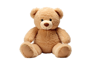 A Plush Teddy Bear Sitting on a White Background on a Clear PNG or White Background.