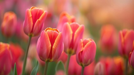 Close up Macro Photography of Dutch Tulips in their Natural Environment