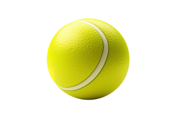 A Single Tennis Ball Ready for a Match on a Sunny Day on a Clear PNG or White Background.