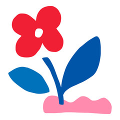 Cute red flower design element transparent png