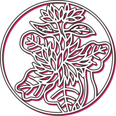 カラーシャドウの円形シンプル花札　長月　菊　9月　菊のカス