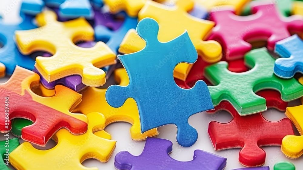 Poster colorful jigsaw puzzle unity symbolizing teamwork and collaboration in an engaging way