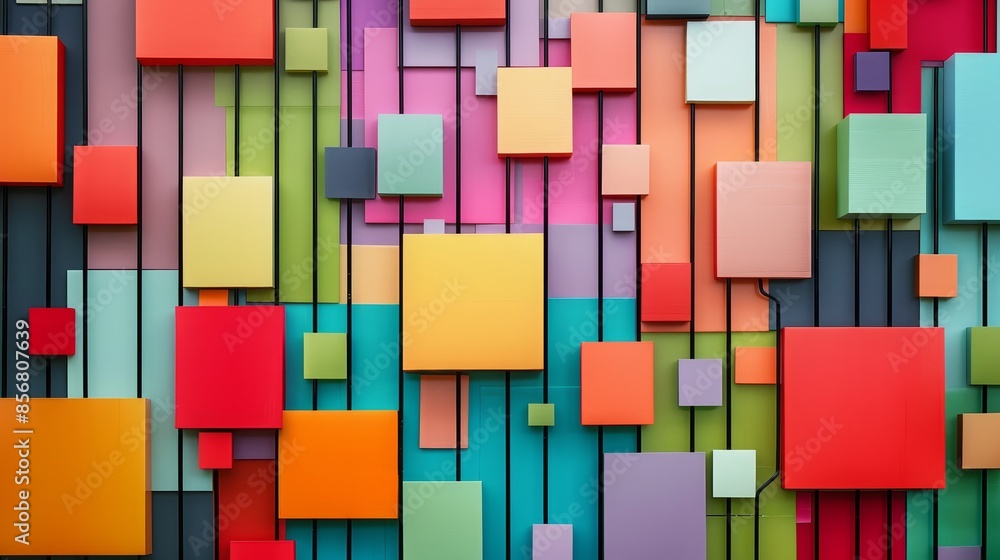 Poster colorful 3d blocks abstract background - an array of multicolored three-dimensional blocks creating 