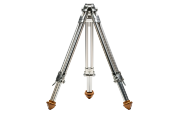 A Polished Silver Tripod Stands Ready for the Next Capture on a Clear PNG or White Background.
