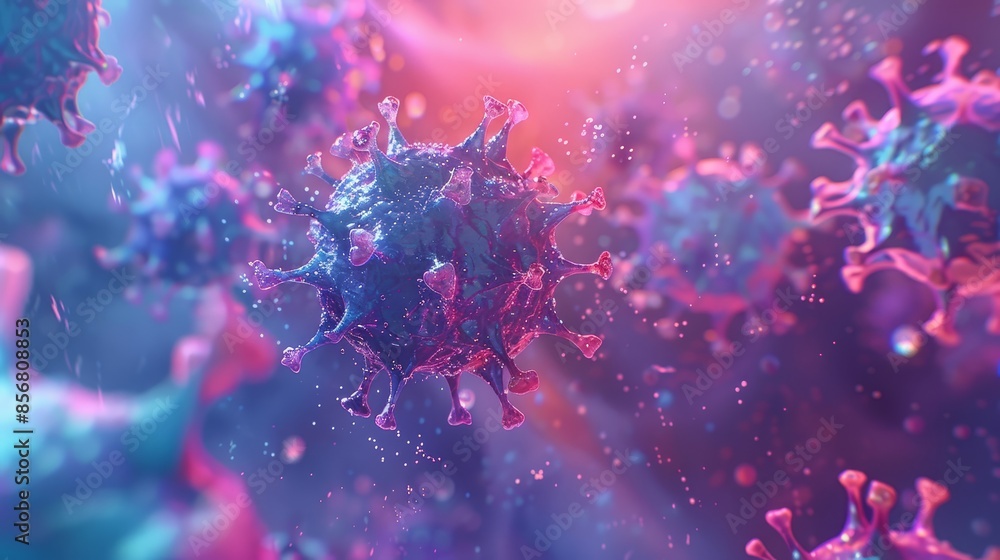Aufkleber intricate depiction of a single virus - detailed 3d illustration captures one large virus particle w