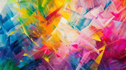 A colorful painting with a lot of different colors and shapes