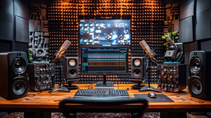 Fototapeta premium Professional Music Production Studio Setup