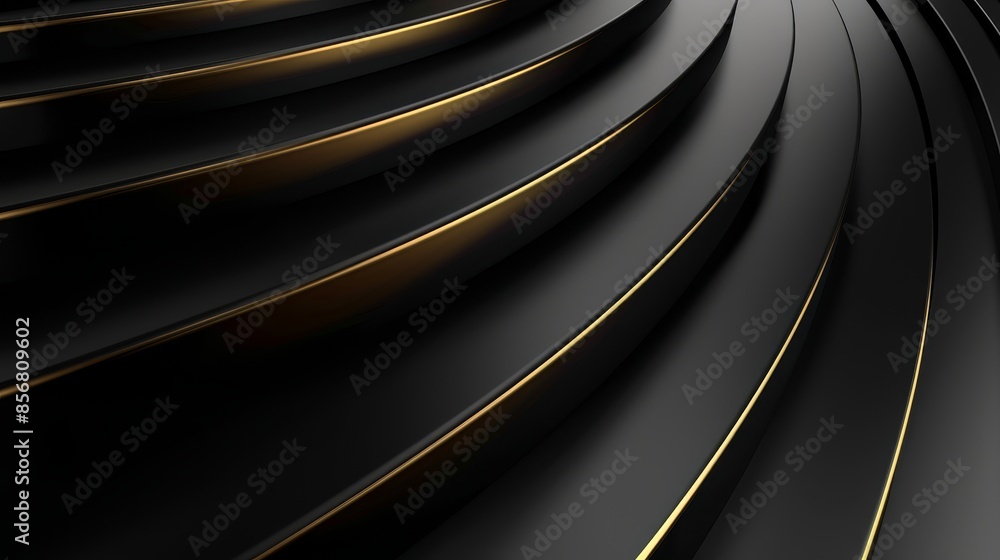 Poster abstract black and gold curved design - this high-quality image features abstract black and gold cur