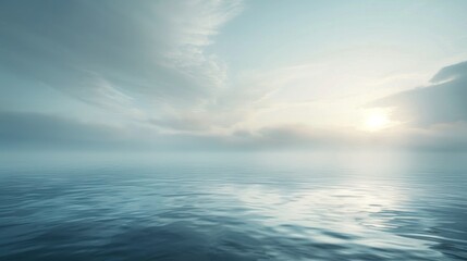 A calm ocean with a cloudy sky in the background