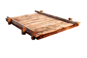 Rustic Wooden Platform, Awe-Inspiring Simplicity on a Clear PNG or White Background.
