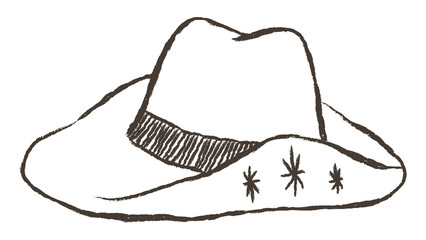 Png cowboy hat logo hand drawn illustration