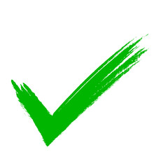 Green Tick Brush Stroke Sign, Icon, Tick Mark, Check Mark. Vector Illustration.