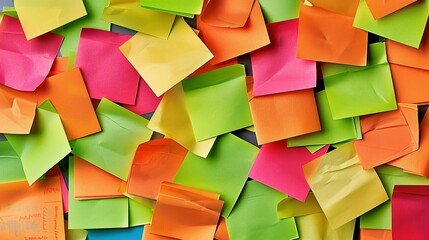 Vivid sticky notes on whiteboard showcasing creative collaboration and brainstorming session focus