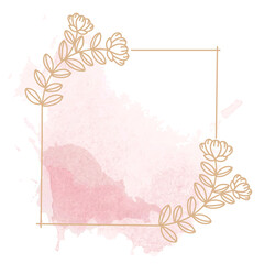 Png ornament badge in pink decorative botanical watercolor style