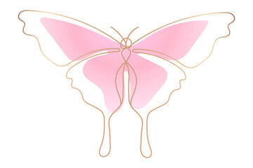 Fototapeta premium Butterfly png sticker, pink beautiful gradient line art clipart