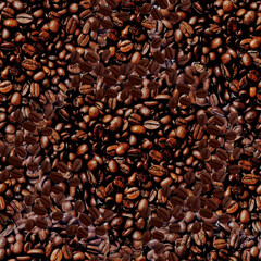 A close up of coffee beans with a lot of them in the foreground
