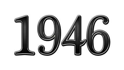 black metal 3d design of number 1946 on white background.