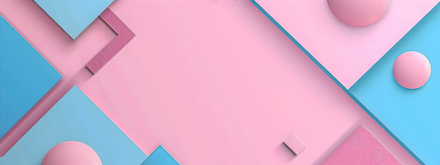 Minimal pink and blue abstract background with geometric graphic elements.