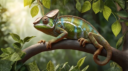 Fototapeta premium chameleon on a branch