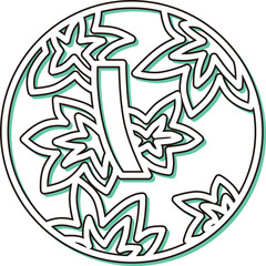 カラーシャドウの円形ミニ花札　神無月　紅葉　青短　10月　紅葉に青短