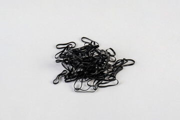 Black rubber band isolated on white background