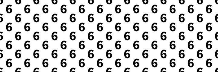 horizontal seamless black number six pattern background on white.