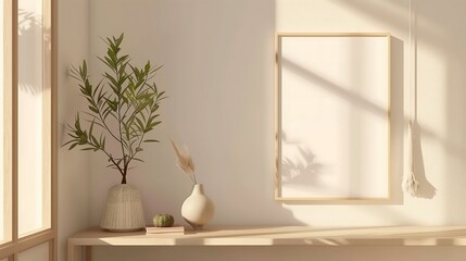 living room with frame mockup