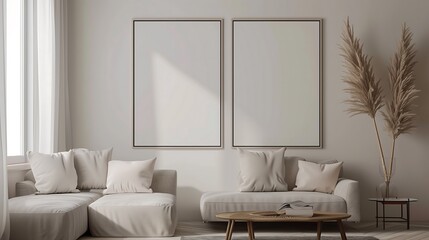 living room with frame mockup