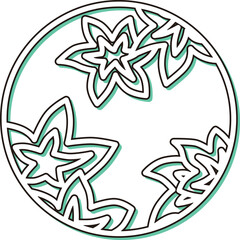 カラーシャドウの円形ミニ花札　神無月　紅葉　10月　紅葉のカス