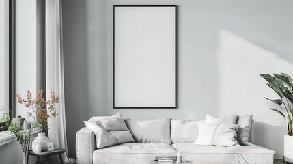 living room with frame mockup