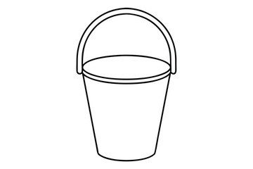 Bucket with handle line art vector illustration