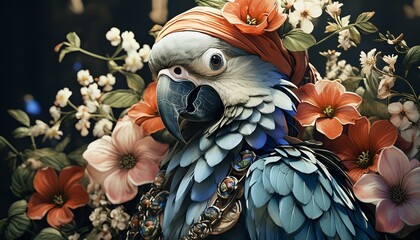 Fototapeta premium A colorful fantasy macaw tattoo 