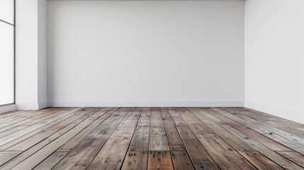 Naklejka premium Room with Empty Wall and Wooden Floor Ample Space for Copy