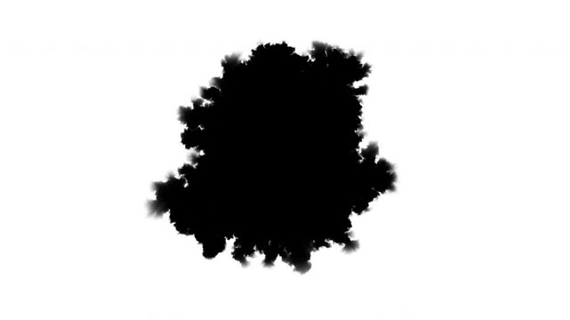Black ink spot spreading from center. Video revealer from isolated white to black solid transition