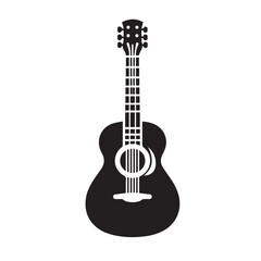 Obraz premium Silhouette of Guitar Icon Isolated in White
