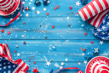 Fototapeta premium 4th of July poster with USA flag