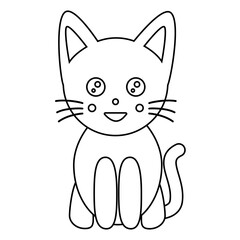Cute cat, doodle style flat vector outline for coloring book
