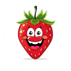 Happy Strawberry Fruit Cartoon Mascot Character,
realistic juicy strawberry isolated
