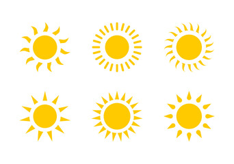 Sunlight icon set. Sunshine, sun, summer, light, heat, hot weather, solar power.