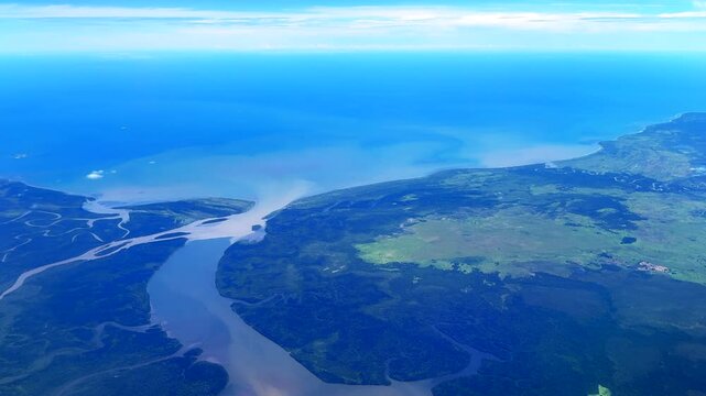 Gulf Province river pan Kerema Port Moresby aerial drone Papua New Guinea Air Nyuguni high altitude travel landscape view clouds Highlands PNG Kimora aviation National Capital district pan