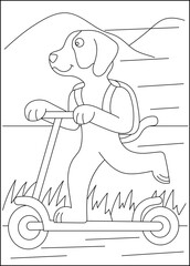 kickboard dog coloring book page