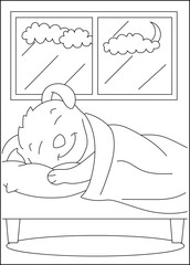 sleep dog coloring book page