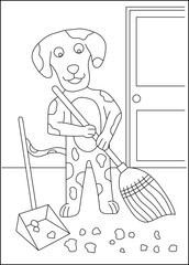 clean dog coloring book page